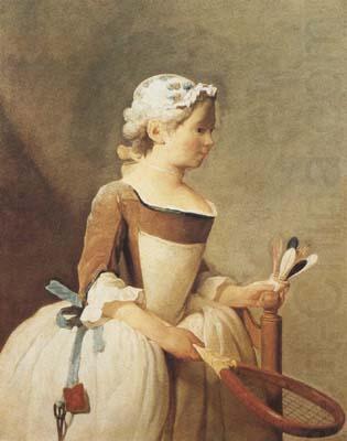 Girl with a Racquet and Shuttlecock (mk08), Jean Baptiste Simeon Chardin